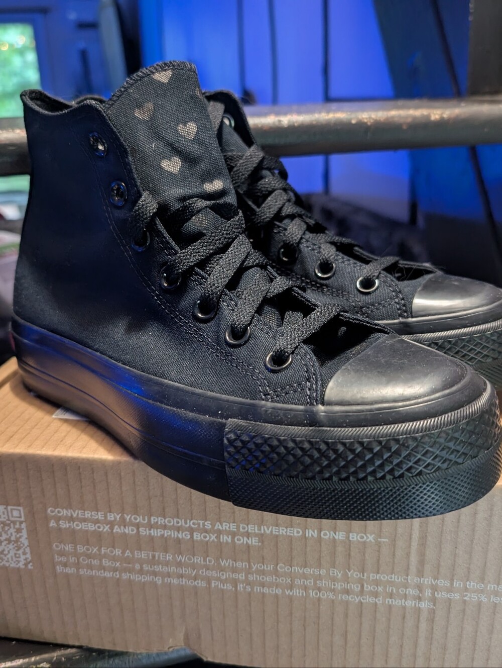 Blacked Out Converse 🖤 Custom All Star Chuck Taylor Platforms